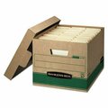 Fellowes STOR/FILE MD-DUTY 100% RECYCLED STORAGE BX LETTER/LEGAL FILES, 12.5inX16.25inX10.25in, KRAFT/GRN, 12CT 12770